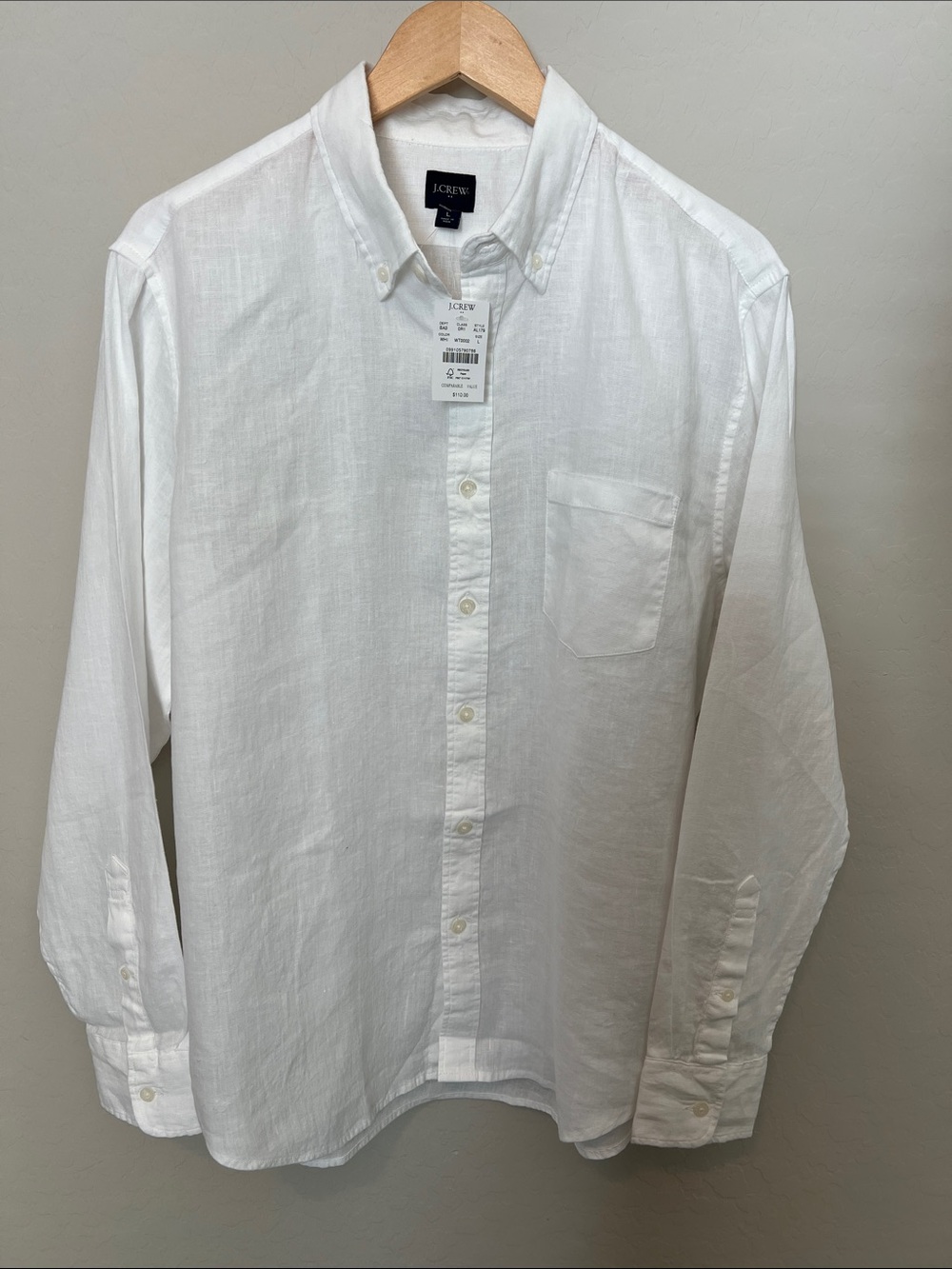 J. Crew Men's White Button-Down Linen Shirt - Picture 2 of 6